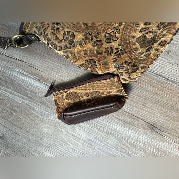 VTG Rossetti Boho Crossbody Satchel Bag Suede Medium Matching Coin Purse Brown L - Picture 6 of 14